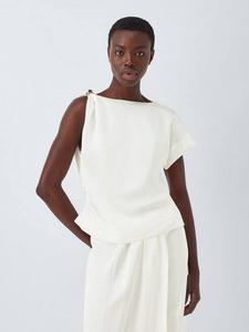 Асимметричный топ Editions из смеси льна и тенсела с застёжкой John Lewis, White