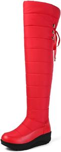 Женские удобные зимние высокие ботфорты с шнуровкой LYYSKY. Размер соответствует длине стопы, смотрите таблицу размеров и описание товара. Размеры US5-US11/EU35-EU44, Red(Hx-102H)