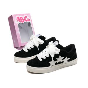 ABCIO Скользоустойчивые, износостойкие, легкие низкие скейтерские кроссовки унисекс бордовые в черной коробке, цвет Black