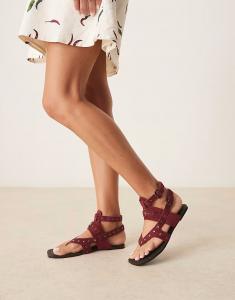 Сандалии-гладиаторы Fiorella от ASOS DESIGN бордового цвета