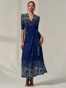 Полумакси-платье с цветочным принтом и расклешенным подолом Jolie Moi