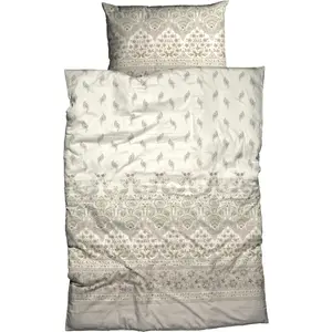 Постельное белье CASATEX «Jolie», элегантный дизайн с нежными цветочными узорами и нежными тонами, серо-коричневый/кремовый