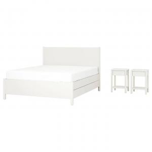 Мебель для спальни, комплект из 3 предметов TONSTAD IKEA, 150x200 см, цвет incl bed storage/off-white