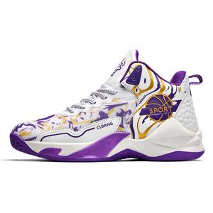 Баскетбольные кроссовки с высоким берцем и противоскользящим покрытием унисекс Wooden Rabbit, White Purple