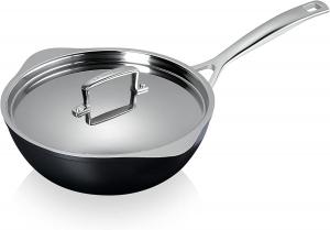 Сковорода Le CreusetToughned с антипригарным покрытием, носиком и крышкой, 24 x 8,5 см, серебристая