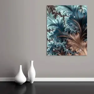 Королевская вешалка "Азалия", перья, вешалка для одежды, настенная вешалка для одежды, декор Queence 80х120х3 см, бирюзовый/бронзовый