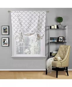 Шторка для оконной шторы Living Shabby Chic Trellis Quatrefoil с одинарной завязкой — 42 дюйма в ширину x 63 дюйма в длину, темно-синий Kate Aurora, серый