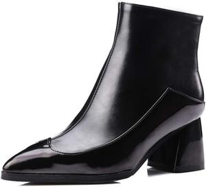 Женские ботильоны VOKLIN в западном стиле с заостренным носком, челси, на среднем каблуке с боковой молнией, стильные короткие ботинки, Black-Velvet Lined