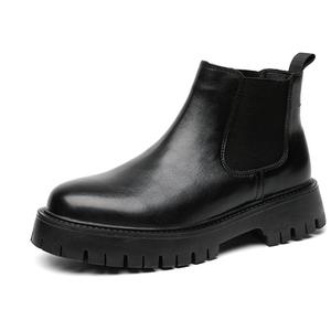 Мужские короткие челси GIGIRYO, черные, на подкладке из искусственного меха, с увеличенной высотой на 3,5 см