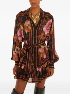 Мини-платье в цветочную полоску Farm Rio, черный