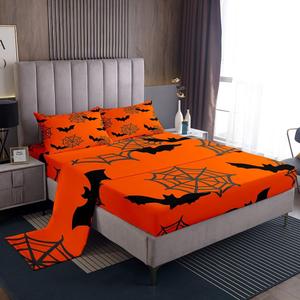 Erosebridal Готический комплект постельного белья Bats Halloween с паутиной и пауками, оранжевый для детей, Multi 05