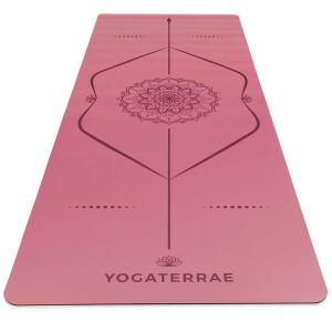 YOGATERRAE Нескользящий коврик для йоги из натурального каучука PU - MANDALA BODY LINES Бордо