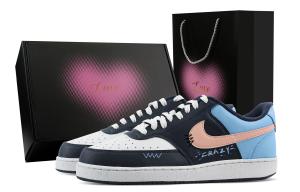 Nike Кроссовки Court Vision Sea Salt Peach, Heart Box Low top мужские синие розовые