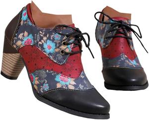 Женские ботильоны на массивном каблуке и платформе, короткие ботильоны «ombat», модные ковбойские сапоги в стиле вестерн со шнуровкой и вышивкой для женщин, винтажные этнические бохо, осенне-зимние нарядные короткие туфли JYSwoshoe, Black #3