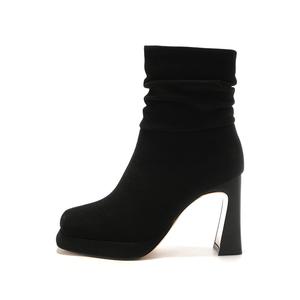 Ботильоны женские 9 см QITUMAUL, Black[Heel Height 9Cm]
