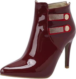 Женские модные ботильоны LYYSKY с острым носком, супер высокие каблуки 10 см, короткие ботинки с лаконичной задней молнией и металлической пряжкой, декоративные, для вечеринок, сексуальные ботильоны на щиколотку T626-7, размеры US4-US15, Wine Red(T626)