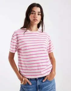 Розовая футболка свободного кроя в полоску New Look