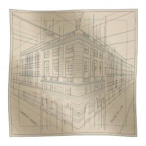 Шаль из кашемира и шёлка для женщин светло-коричневая HERMES