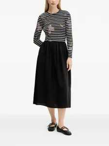 Миди-платье с полосатым цветочным принтом Desigual, черный