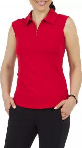 Ibkul Женская футболка-поло для гольфа без рукавов с молнией 1/4, красный