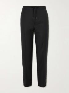 Брюки-смокинги прямого кроя из натуральной шерсти с кулиской Mr P., черный