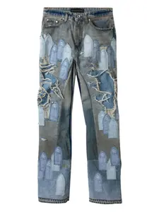 Джинсы с эффектом потертости Who Decides War, синий