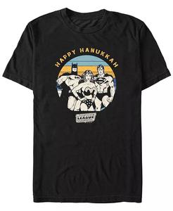 Мужская футболка с короткими рукавами «Лига справедливости» в стиле ретро Ханука Fifth Sun, черный