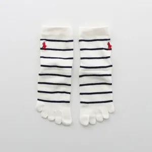 Полосатые короткие носки Polo Ralph Lauren с пятью пальцами, цвет 90. White