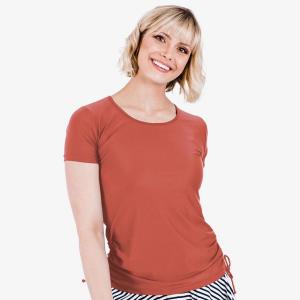 Купальный топ и плавки/бюстгальтер Adele больших размеров с короткими рукавами Calypsa, Rust