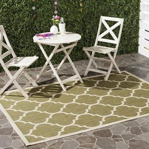 Ковер SAFAVIEH, 61 x 110 см, Washable Outdoor Courtyard Collection, Green & Beige, Non-Shedding & Easy Cleaning, для патио, входной двери, прихожей, придверный ковер (CY6914-244)