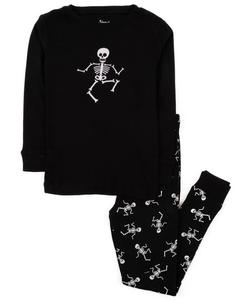 Детская хлопковая пижама из двух частей на Хэллоуин Leveret, Skeleton black