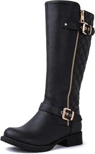 Женские стеганые сапоги выше колена GLOBALWIN с низким каблуком, удобные модные праздничные сапоги для верховой езды, 19Yy03 Black2