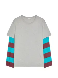 Футболка с контрастными рукавами Dries Van Noten, серый