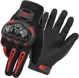 Мотоциклетные перчатки с жесткими манжетами, спортивные перчатки с жестким корпусом для езды на мотоцикле, дышащие перчатки для мотогонок, перчатки для активного отдыха, Black / Red