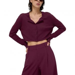 Женский свитер с круглым вырезом, кардиган средней длины Alo Yoga, бордовый красный/бордовый