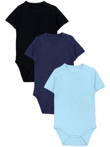 TupTam Комплект из 3 детских боди с коротким рукавом унисекс, синего цвета