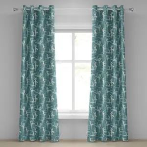 Классическая штора на люверсах ABAKUHAUS, силуэт танцующей балерины, танцовщица, современный ар-деко, декоративная двухпанельная штора, 280 см x 260 см, цвет "морская пена" Abakuhaus