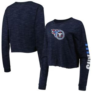 Женская укороченная футболка с длинными рукавами New Era Tennessee Titans темно-синего цвета New Era