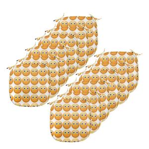 Подушки на обеденный стул ABAKUHAUS emoji, настроение «Счастливое любящее лицо», декоративная водонепроницаемая подушка с ремнями для кухонных сидений, 40 см x 40 см — упаковка из 12 шт., желтый