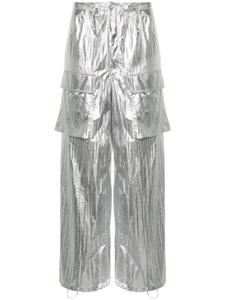 Брюки с кулиской и эффектом металлик MM6 Maison Margiela, серебристый