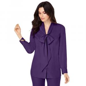 Женская блузка больших размеров с длинными рукавами и бантом Roaman's, цвет Grape