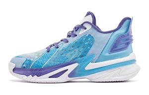 QIAODAN Скользоустойчивые амортизирующие низкие детские баскетбольные кроссовки Purple Blue для подростков