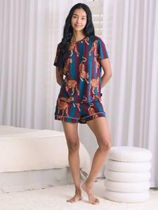 Полосатый комплект пижамы Tigers Chelsea Peers, Burgundy