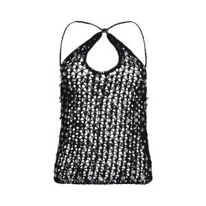 Топ Coperni Beaded Knitted Top 'Black', черный