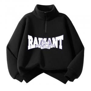 Детский свитшот с полуоткрытым воротником Moderate WARRIOR, [fleece-lined]черный/белый фиолетовый