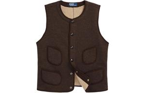 Утепленный жилет из смесовой шерсти Polo Ralph Lauren, Coffee