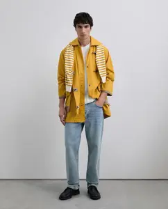 Мужская парка свободного кроя с реглановыми рукавами и круглым воротником в стиле рубашки Scalpers, желтый