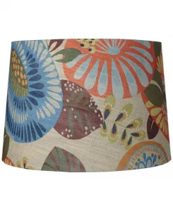 Сменный абажур для настольной лампы Tropic Medium Drum Lamp Shade размером 36 см (верхняя часть) x 41 см (нижняя часть) x 28 см (наклонный, в виде паука) с держателем и навершием Springcrest, мультиколор