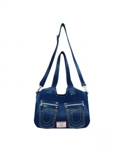 Сумка-почтальон Horseshoe Stitch из темного денима True Religion, синий