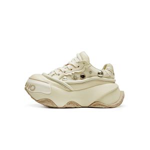 XMZY Женские низкие кроссовки Volcano Impression из коллекции Chunky, кремово-белые/шалфейно-зеленые, с фиолетовой пастой Taro Paste